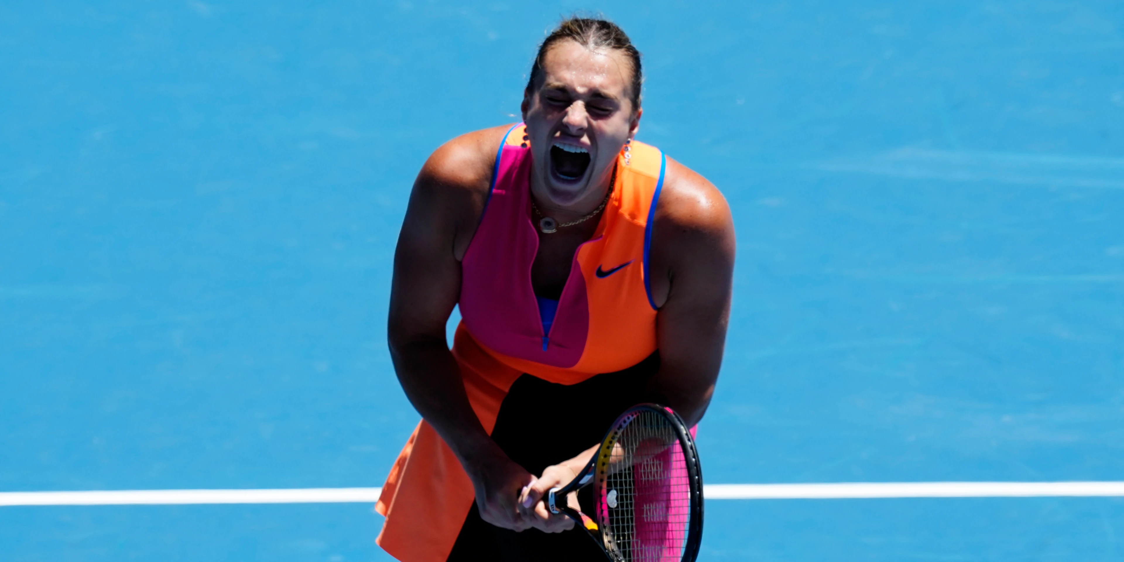 Emotional Sabalenka comes through test to make last 16 at Australian Open