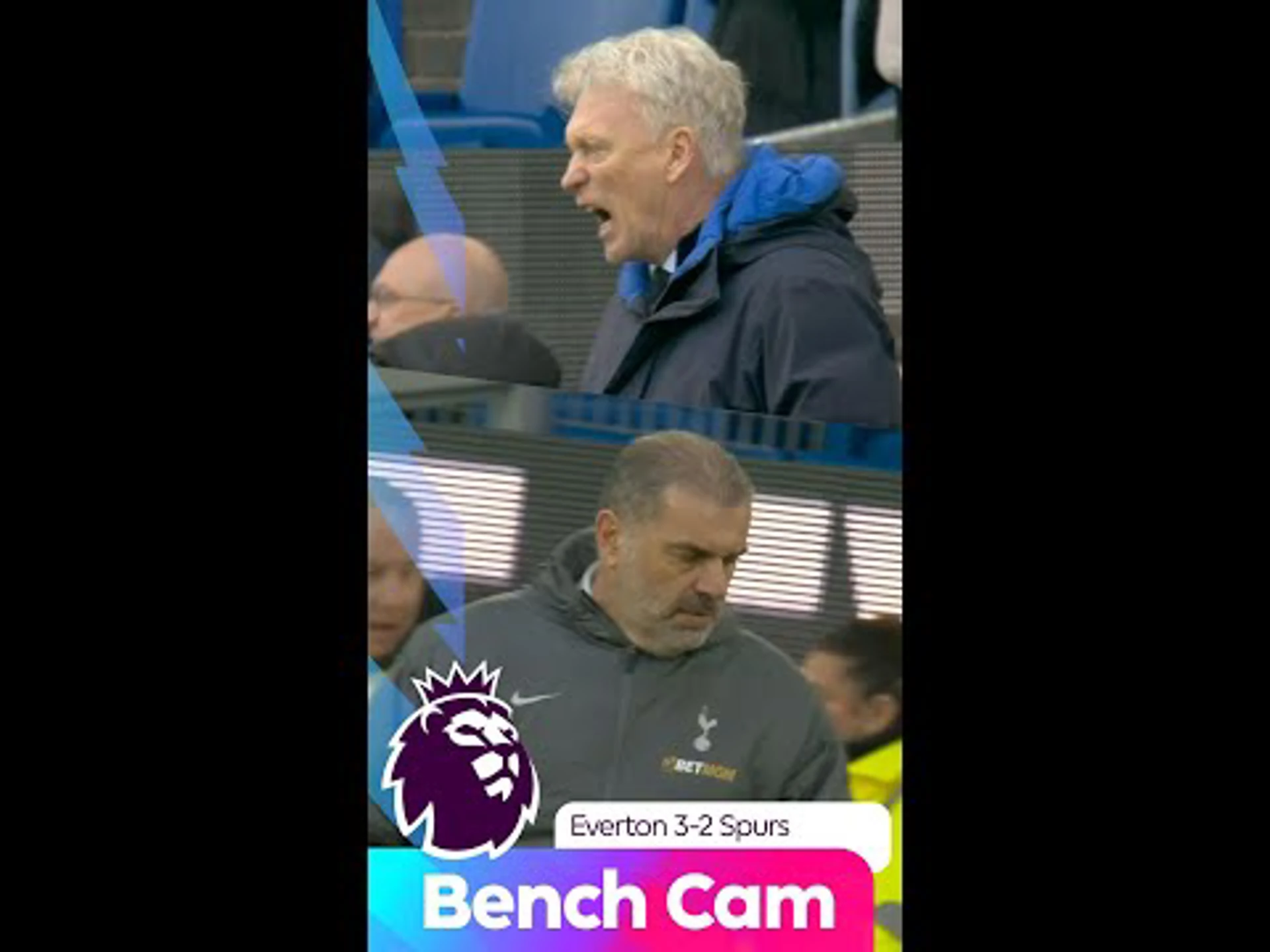 Bench Cam | Moyes and Ange react to a crazy game at Goodison Park!