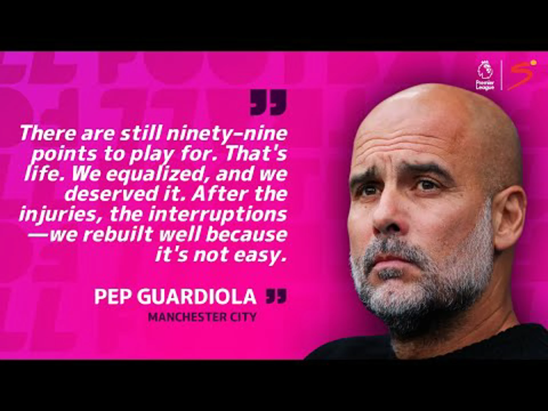 99 points left so many things can happen - Pep Guardiola | Manchester City v Arsenal