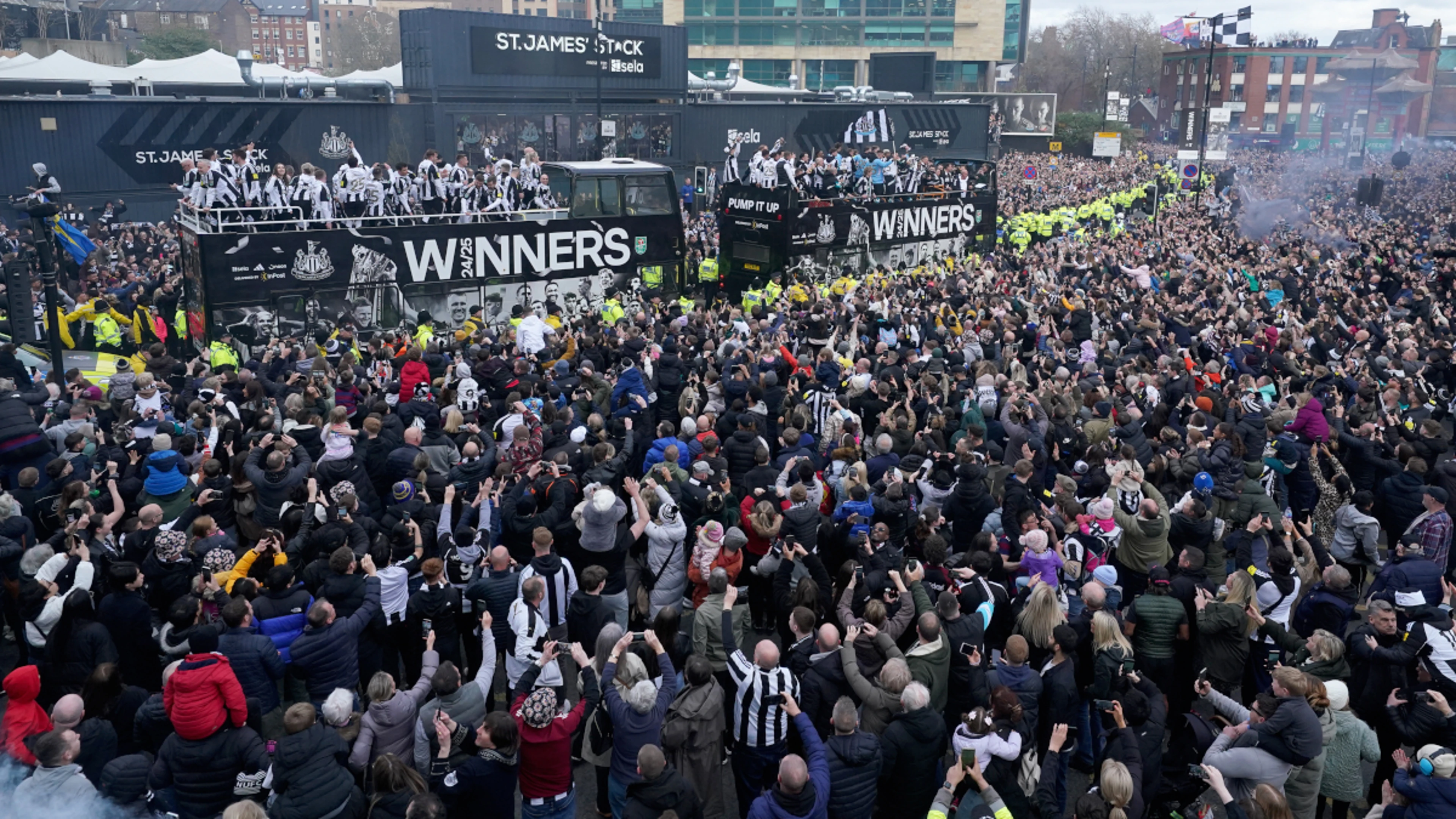 Newcastle celebrate end of 70-year trophy drought in sea of black and white