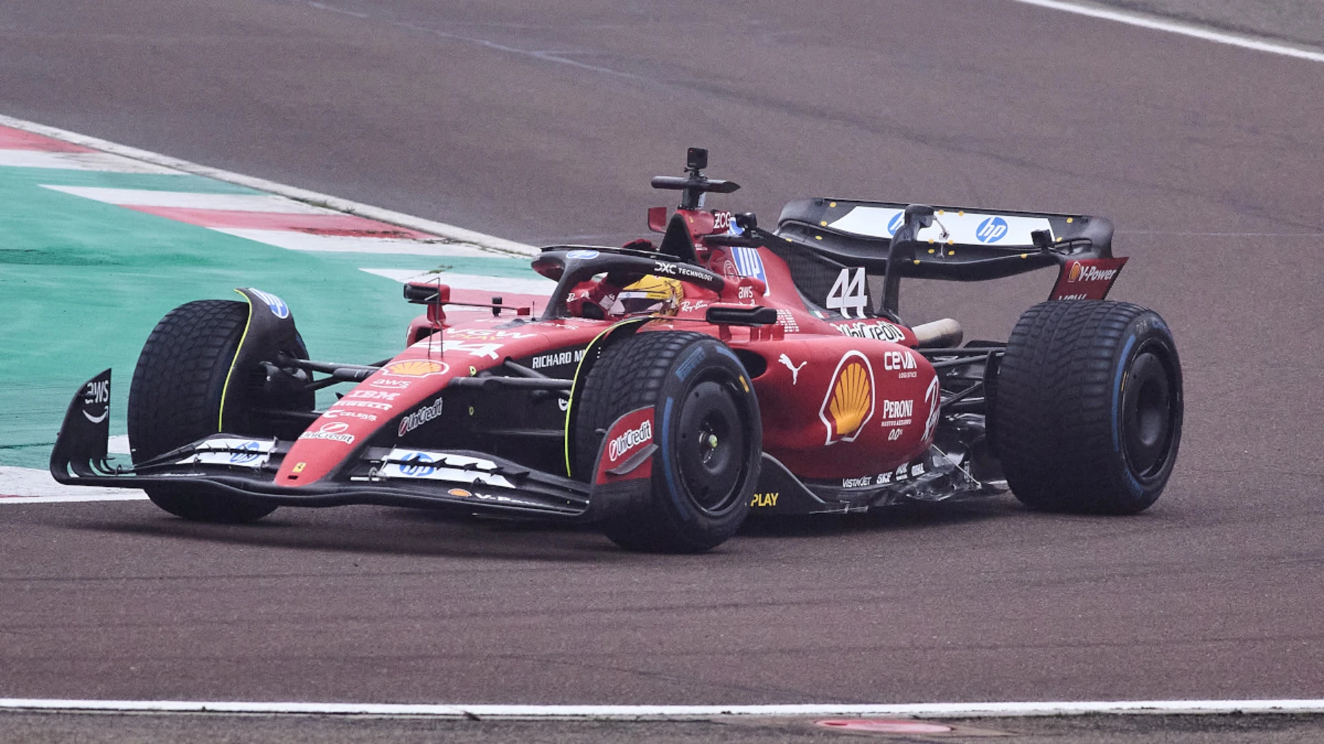 NEW BEGINNING: Hamilton drives first laps as a Ferrari driver