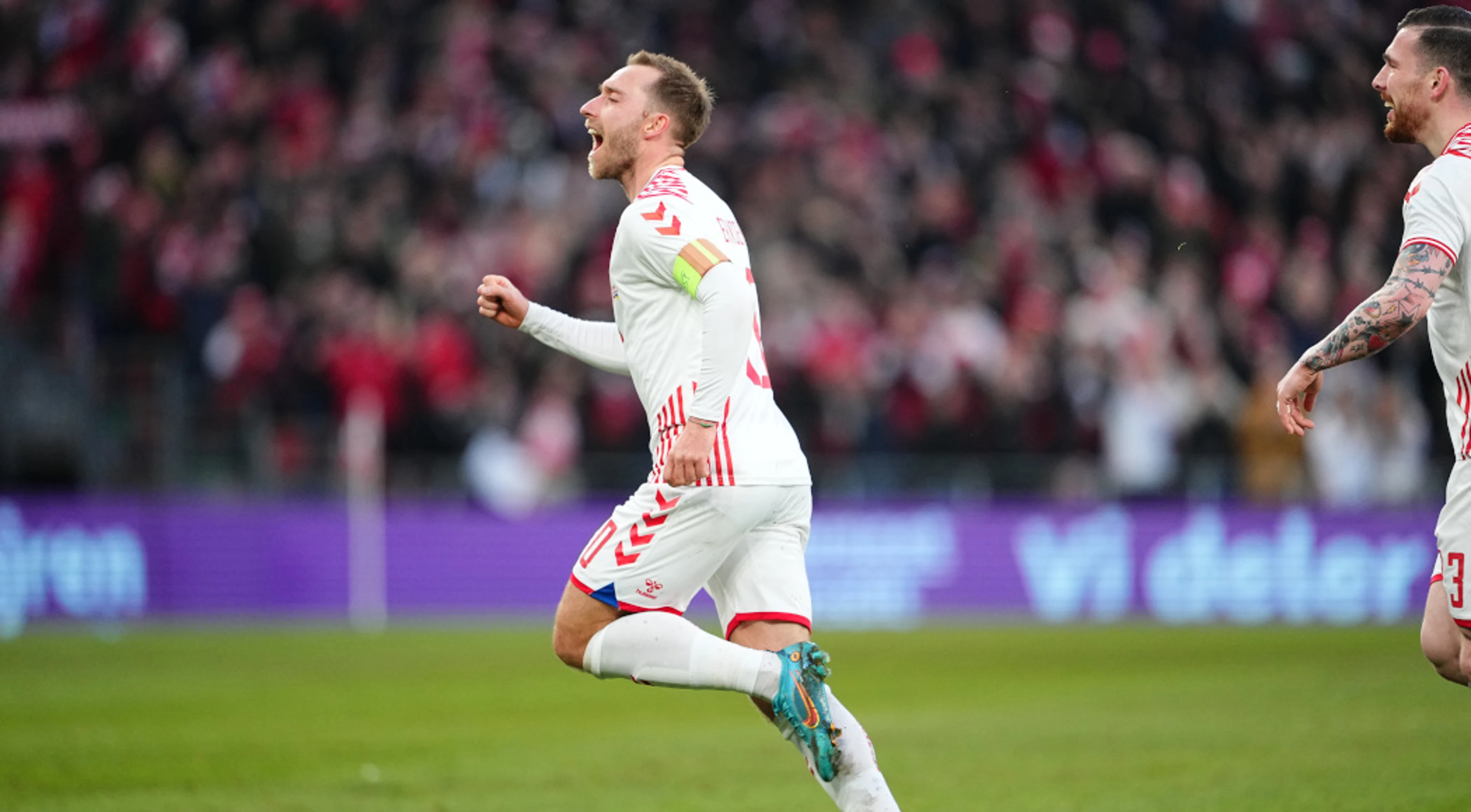 Eriksen scores on Parken return after Euro heart attack