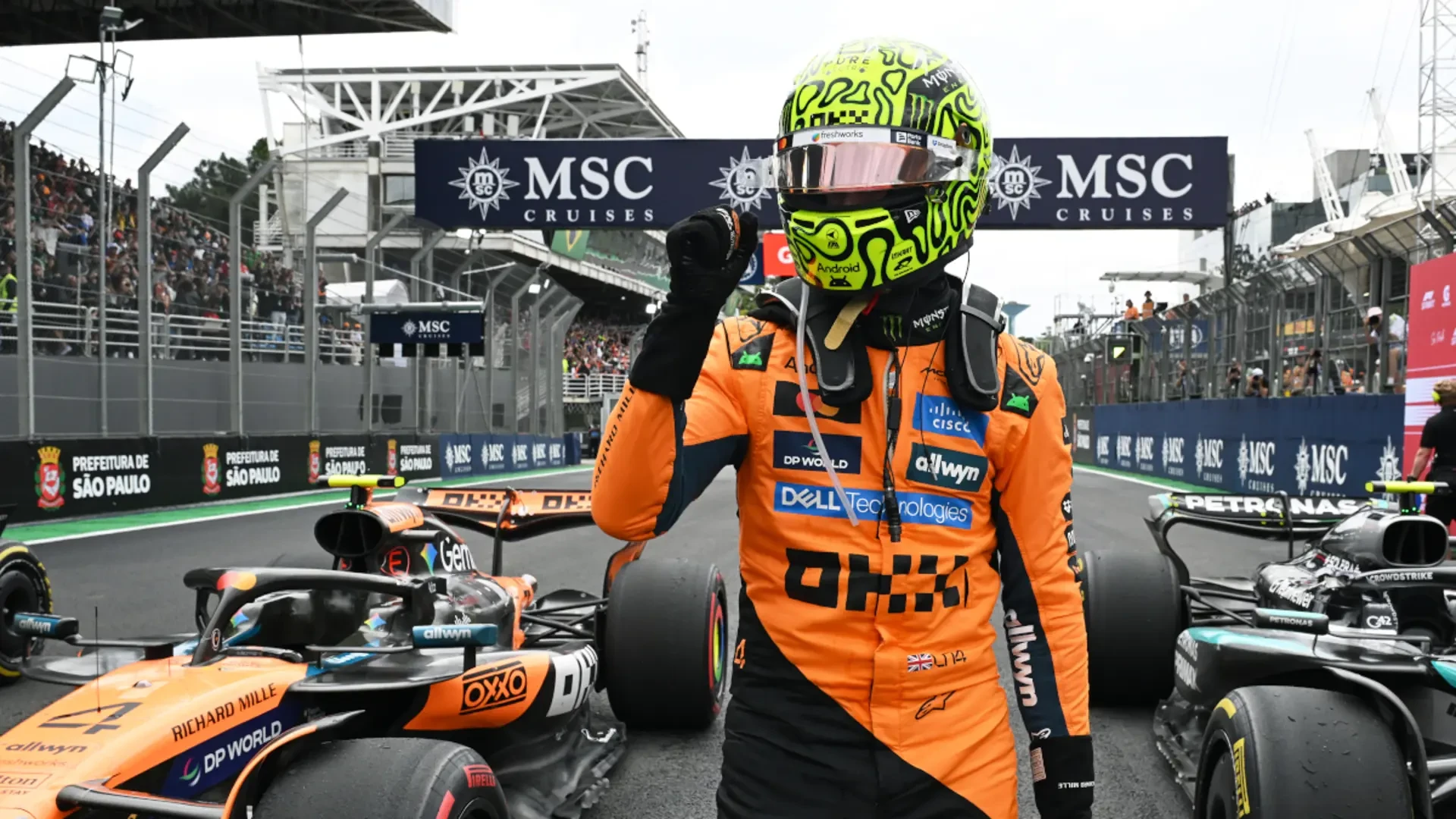 CONTRASTING FORTUNES: Norris wins Sao Paulo GP sprint, Piastri spins out