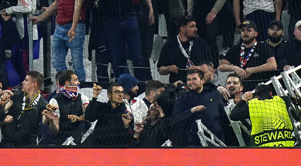 Lyon fans try to invade pitch after West Ham defeat