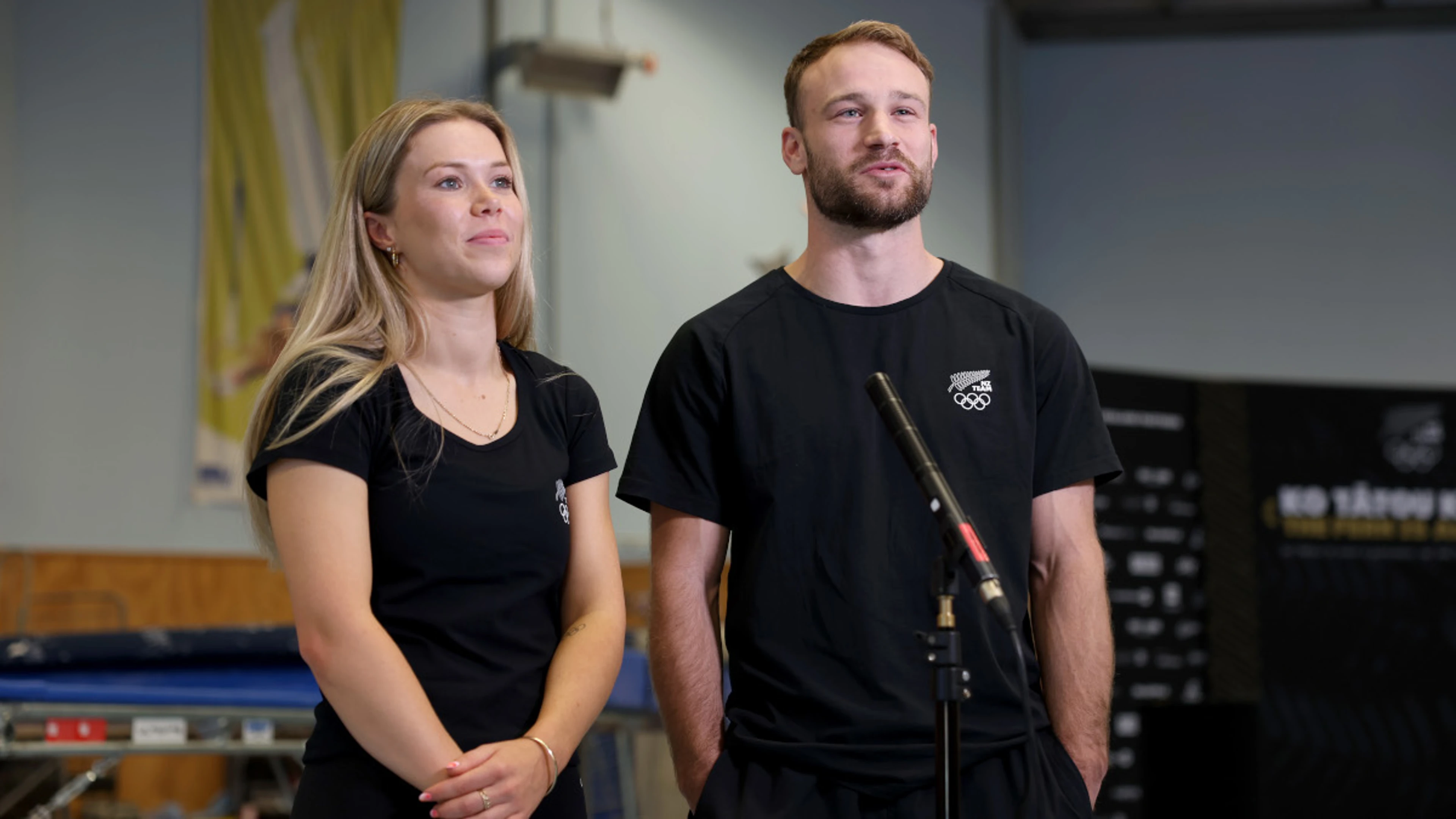 New Zealand trampoline couple fall head over heels before Paris