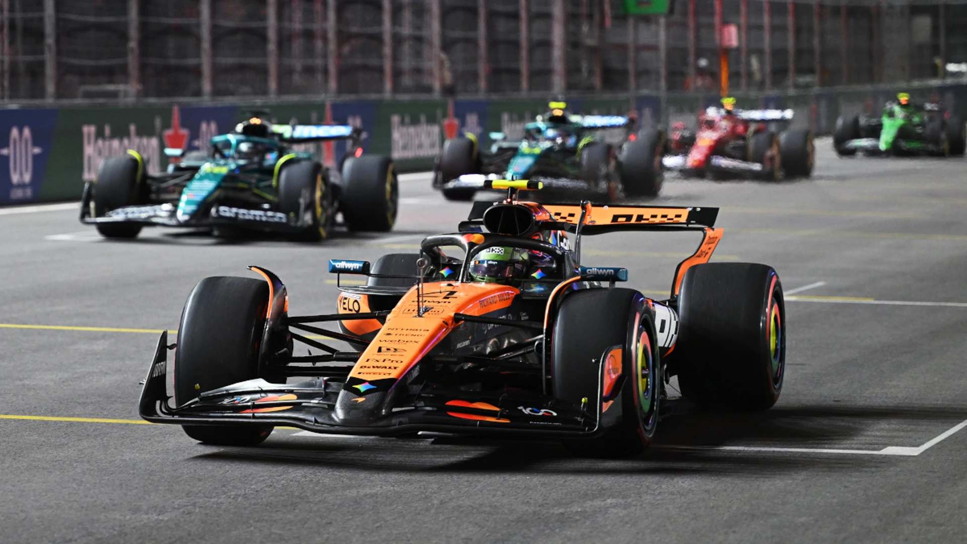 Norris tops red-flagged second practice for Las Vegas GP