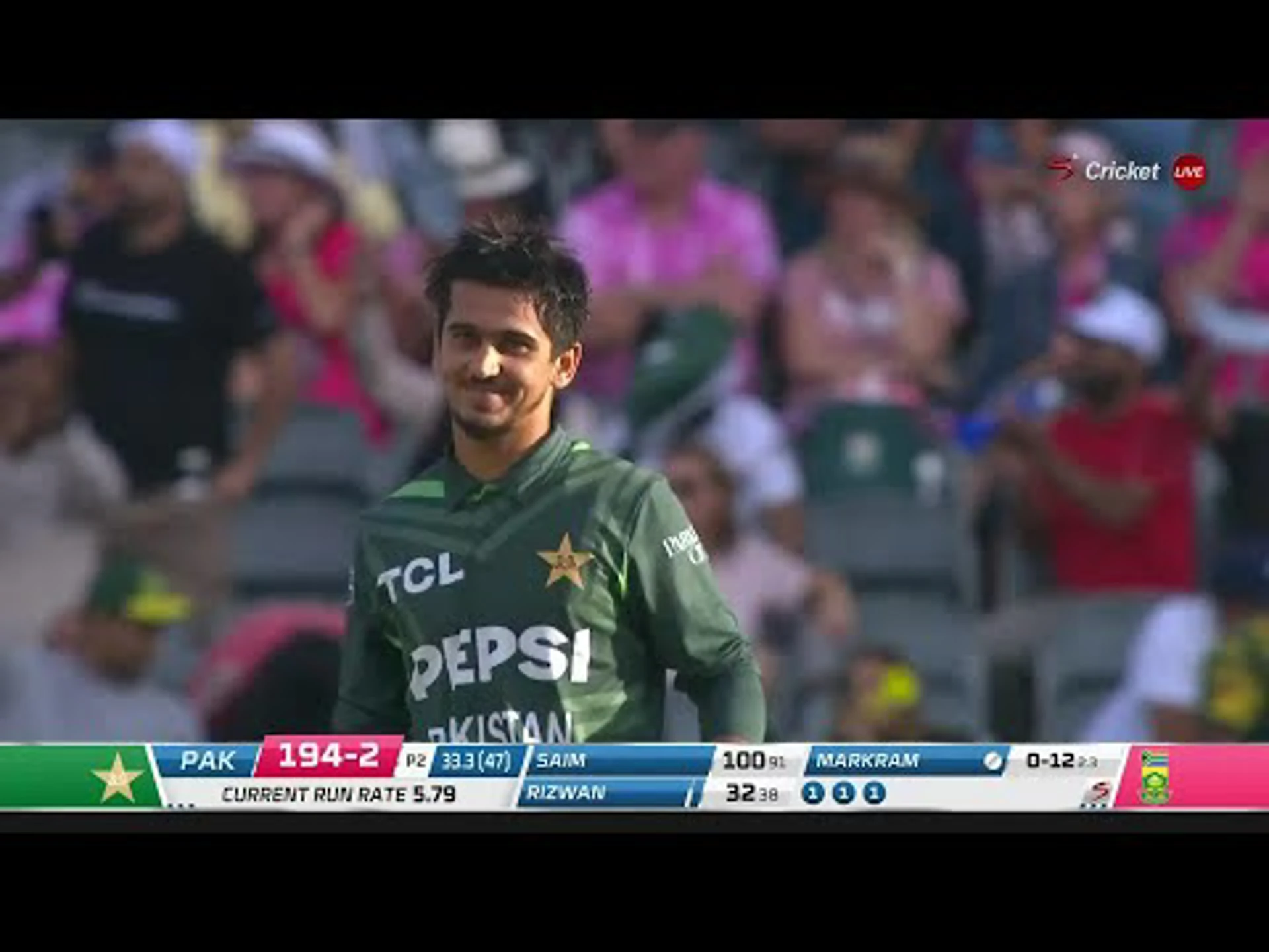 South Africa v Pakistan | 3rd ODI | 1st innings | Saim Ayub 101