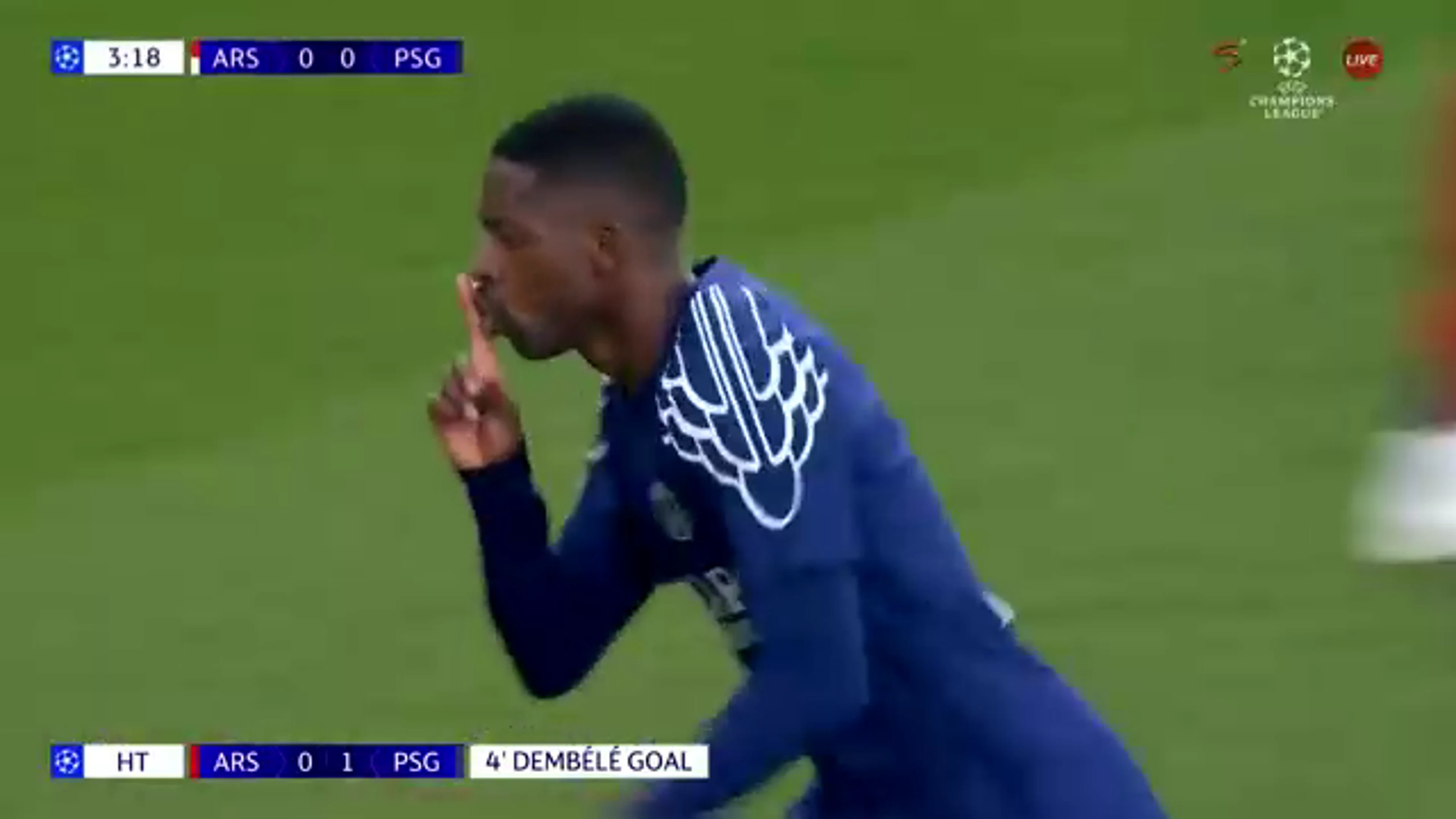 Ousmane Dembele | 4th Minute Goal v Arsenal