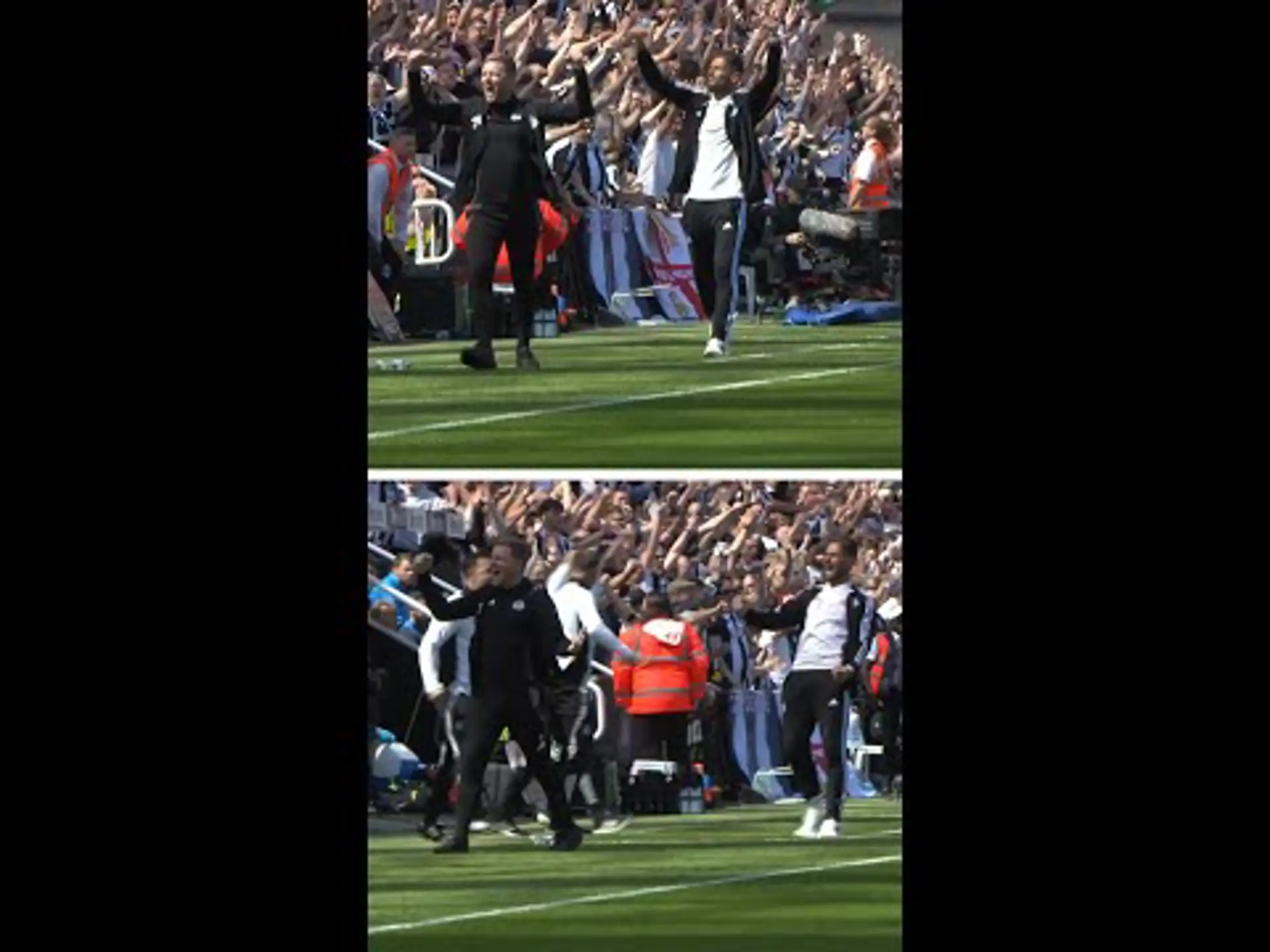 Eddie Howe and Jason Tindall's identical reaction to Bruno's goal!