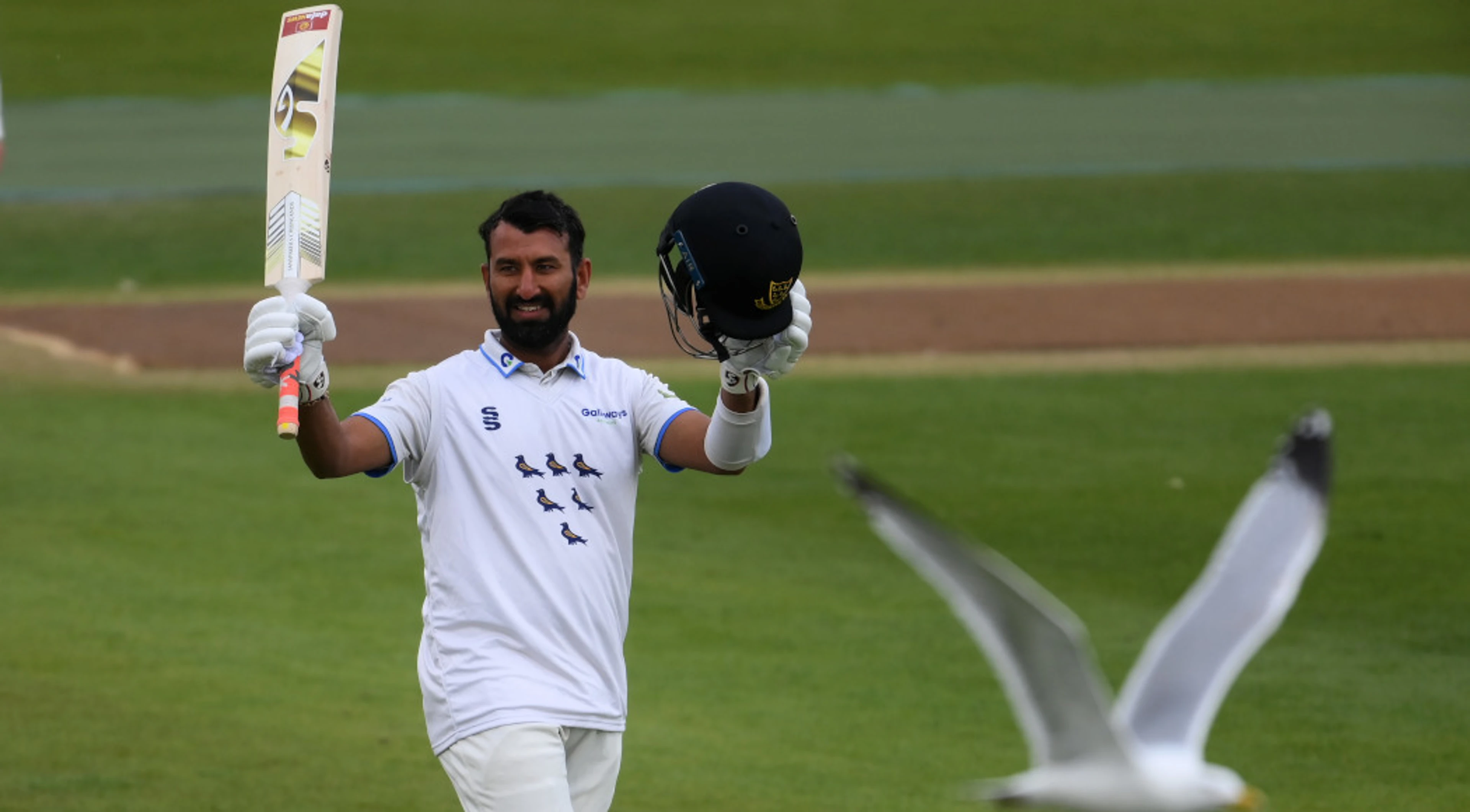 Pujara hits third century in as many Sussex matches