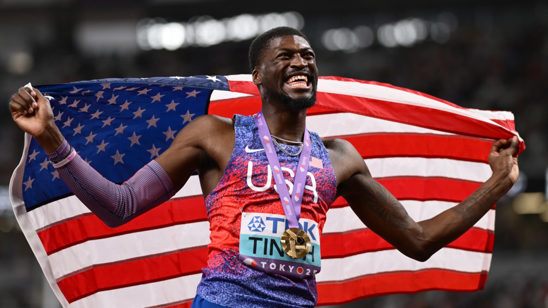 American Cordell Tinch wins world 110m hurdles gold