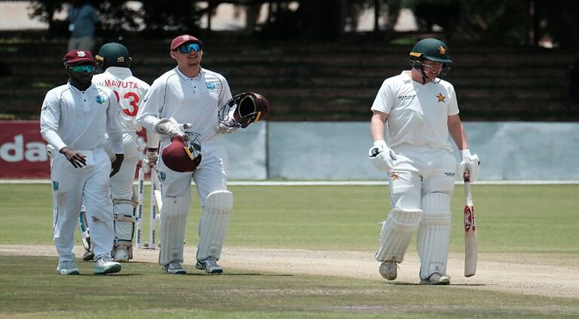 Zimbabwe hold off late West Indies charge to draw first test