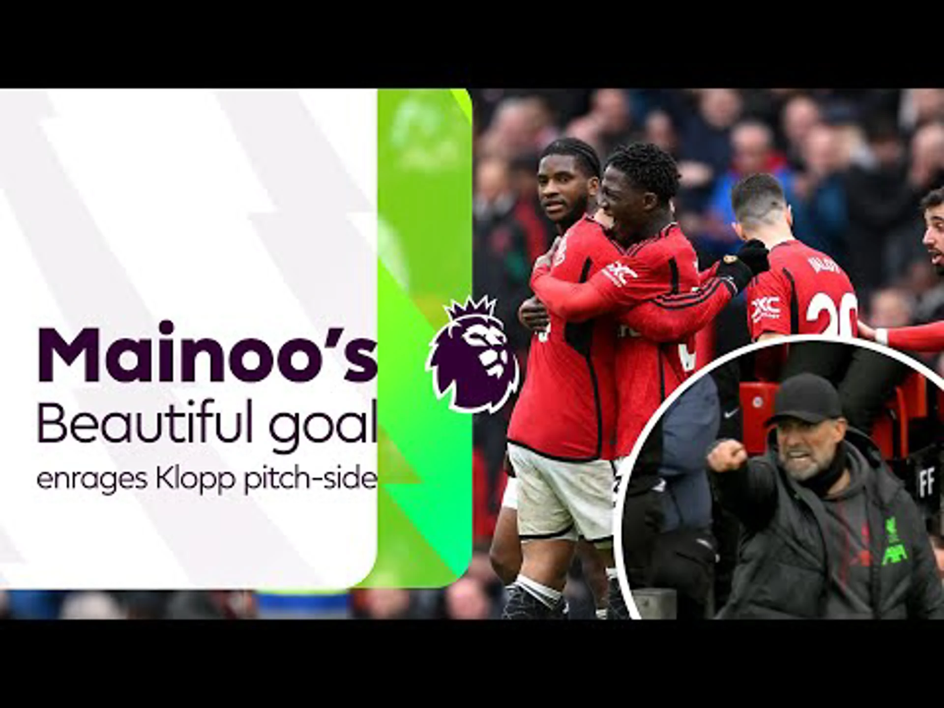 Klopp furious as Mainoo scores a beauty | Man United v Liverpool | Premier League