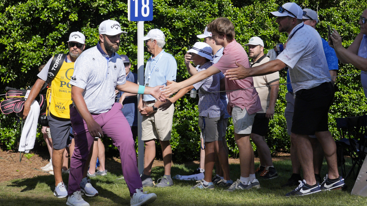 Rahm wishes fan he hit with errant shot at Quail Hollow had soccer skills