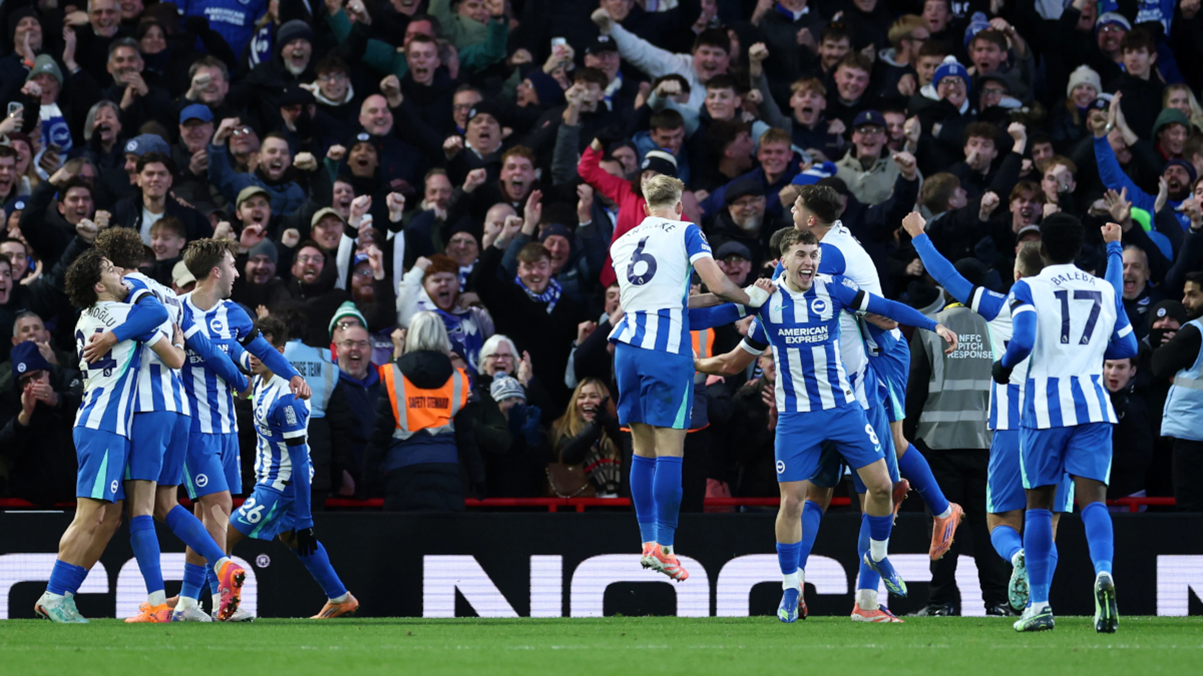 De Cuyper, Tzimas on target as Brighton down Forest to go fifth