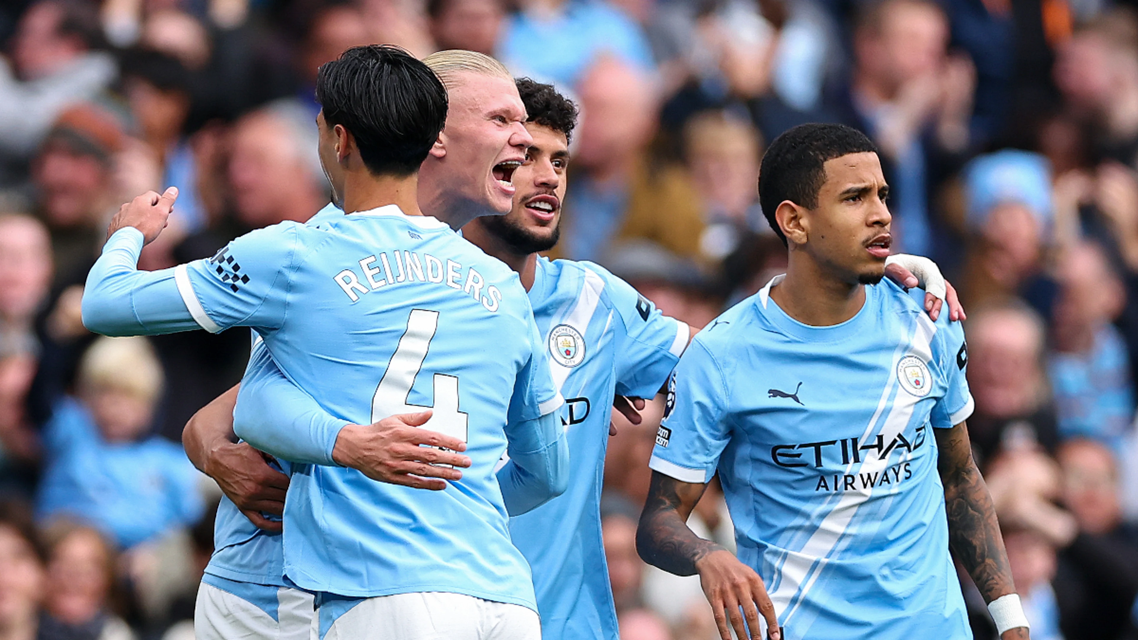 Haaland leads Man City to win over Everton with second-half double