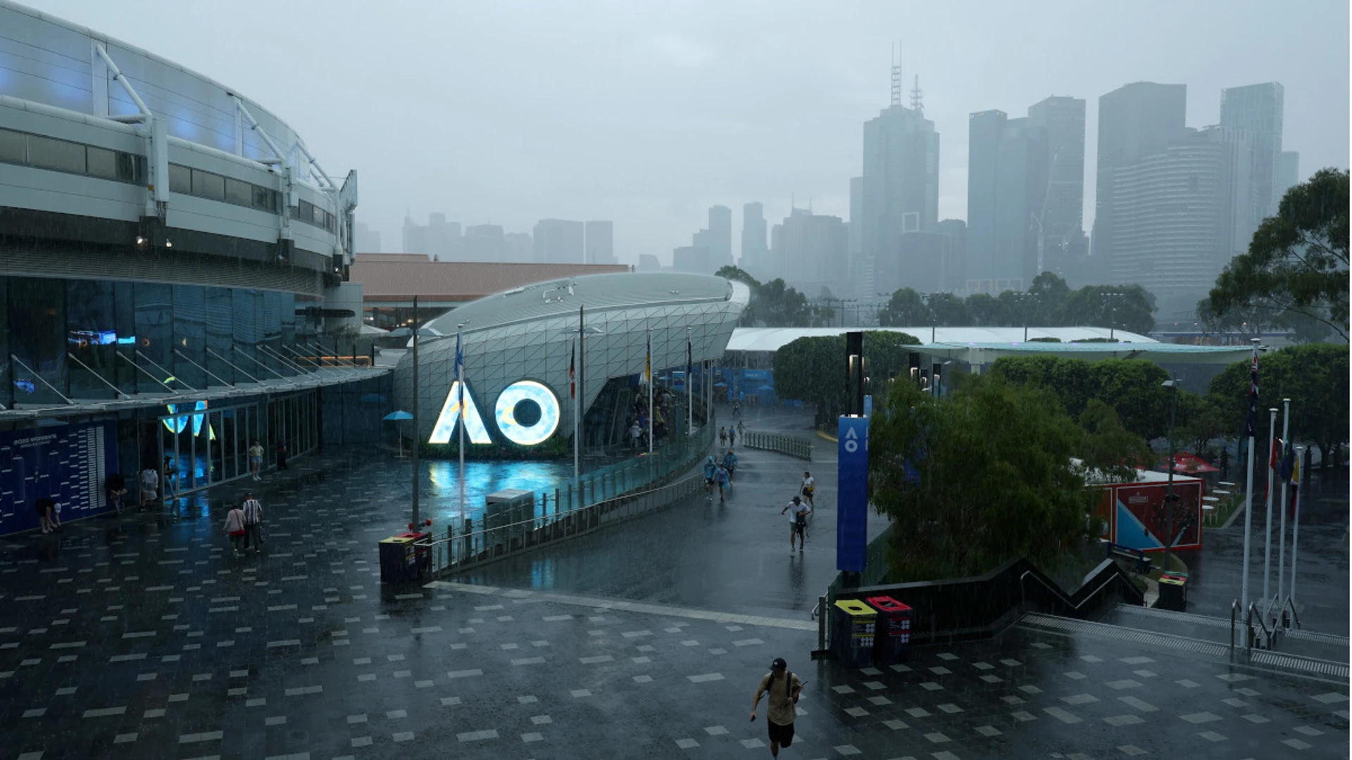 Ponchos at a premium as rain wrecks day one of Australian Open