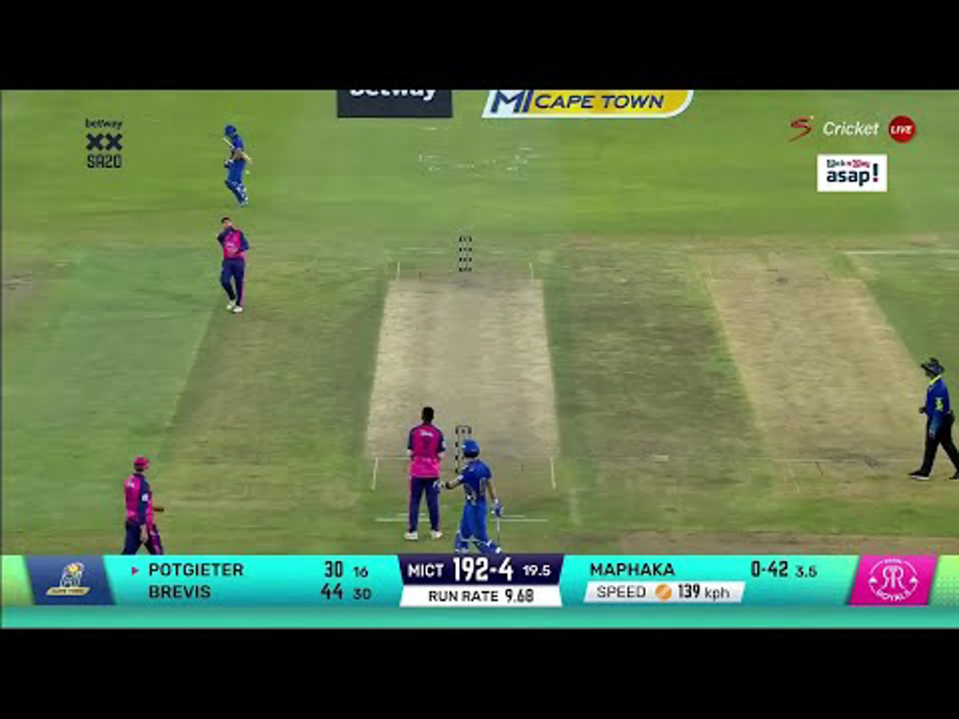 Dewald Brevis 44* runs | MI Cape Town v Paarl Royals | Betway SA20