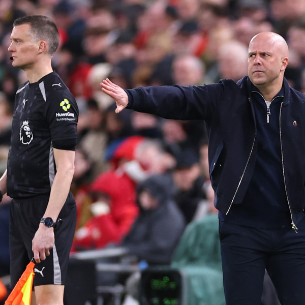 UNHAPPY: Slot bemoans officiating as Liverpool lose late against Man City