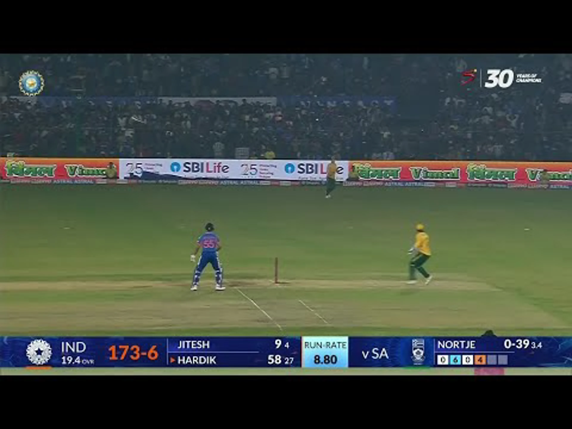 India v South Africa | 1st T20 | 1st innings | Hardik Pandya 59