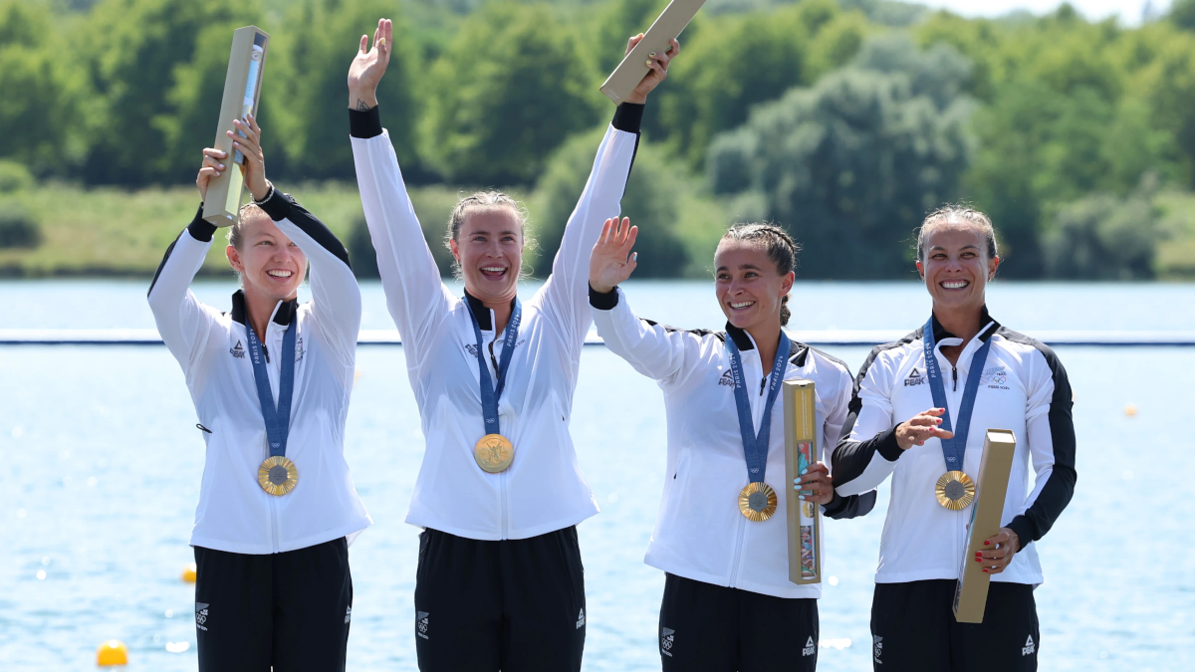 Carrington leads New Zealand four to kayak gold, Germany win men's race