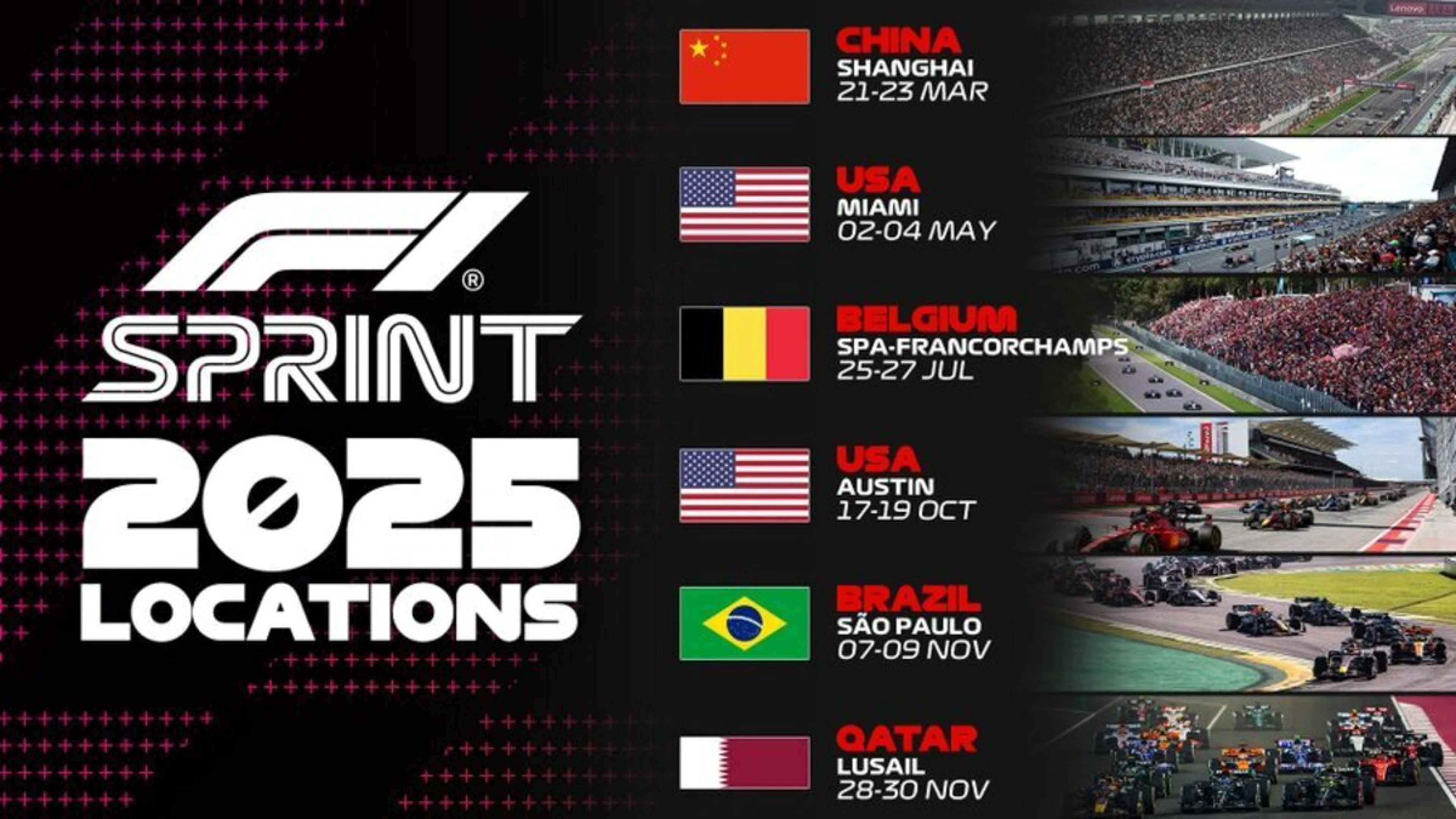 Formula One announces six sprint races for 2025