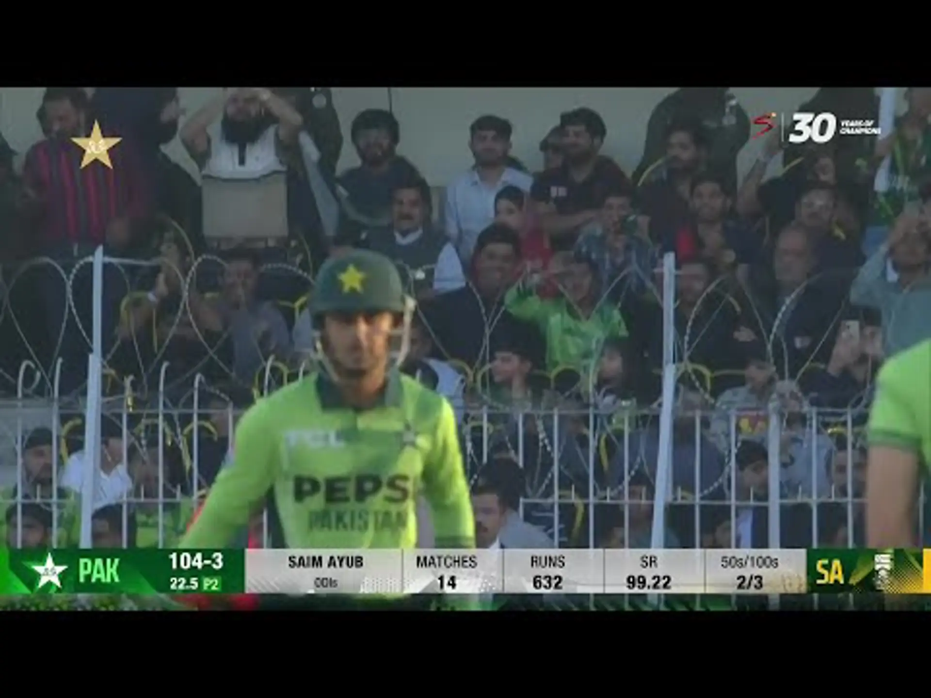Saim Ayub with 53 Runs in the 1st Inning vs. South Africa